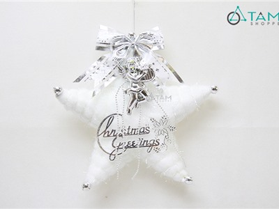 Ngôi sao vải bông quấn kim sa màu bạc ĐK 26cm X-PKTBIG-05